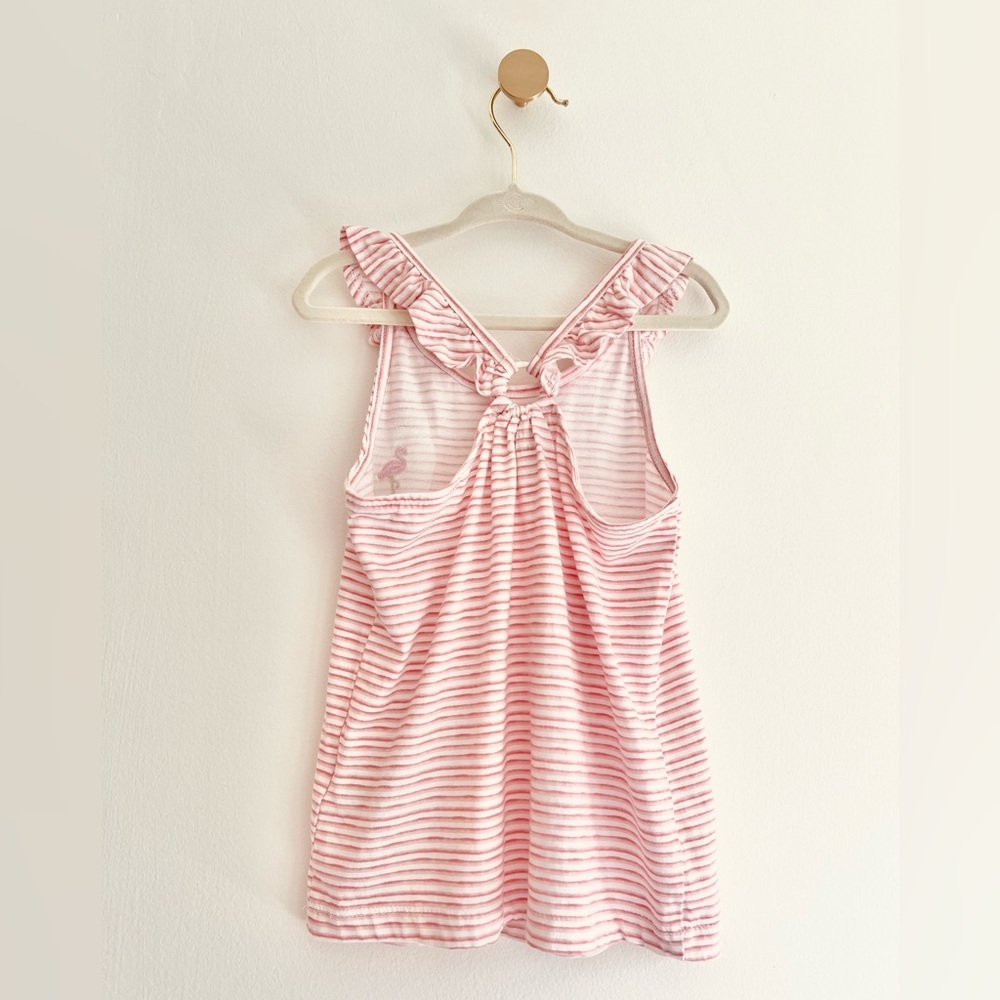 Carter's Pink and White Striped Ruffle Neck Tank Top Toddler Girls 5T - Picture 5 of 6